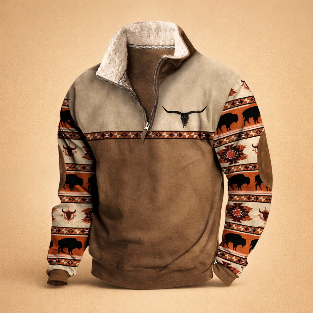 Męski sweter kardigan w kolorze khaki, zapinany na suwak. Stylowy i komfortowy na co dzień.
