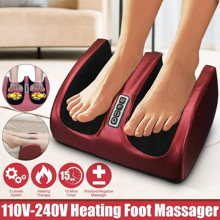Podgrzewany masażer do stóp Shiatsu, kompaktowa konstrukcja, obrotowe kulki masujące, kojące ciepło, domowe wellness.