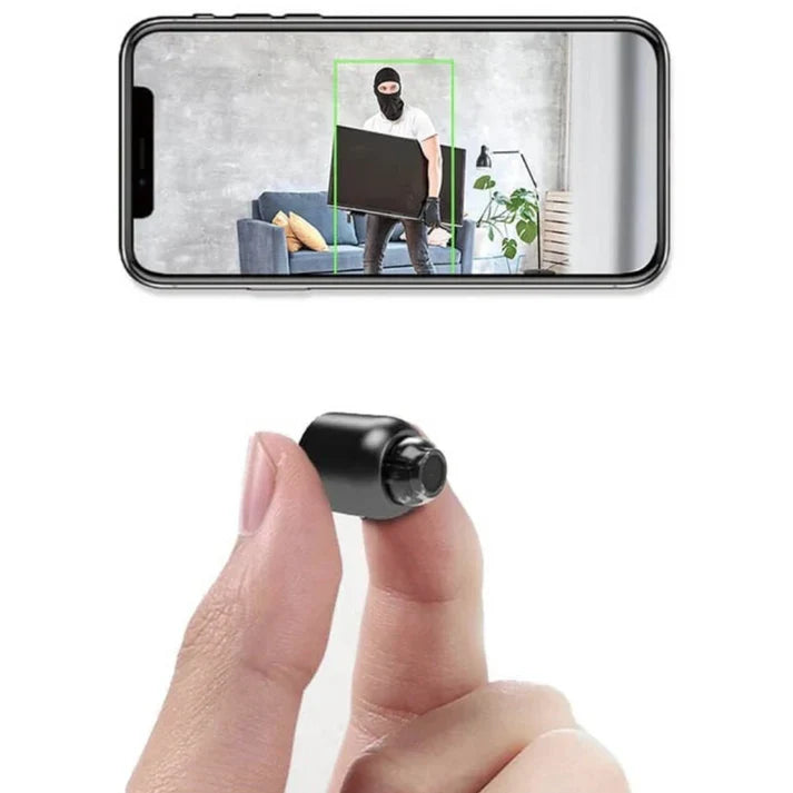 Mini bezprzewodowa kamera szpiegowska, kompaktowa, jakość HD, idealna do dyskretnego monitoringu wewnątrz i na zewnątrz.