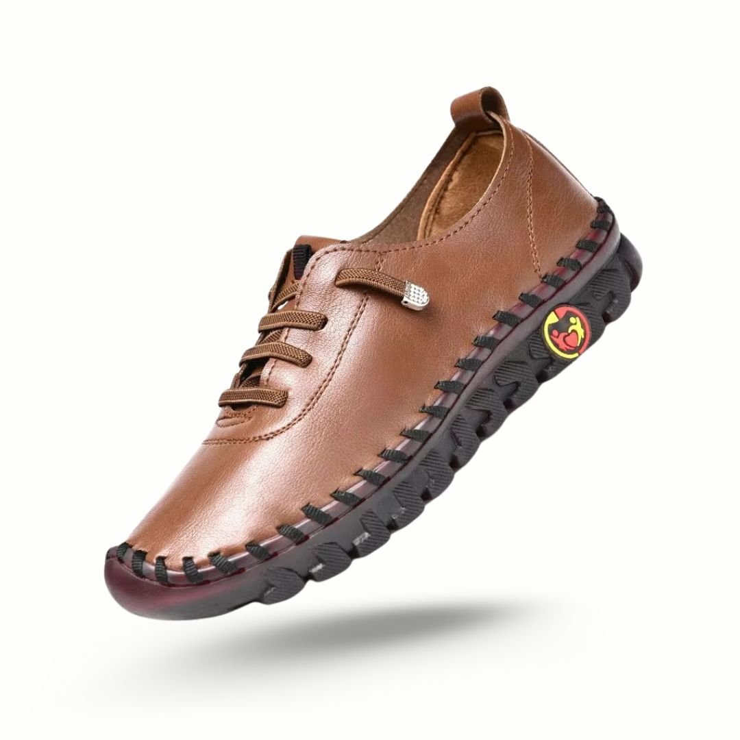 Ortopedyczne mokasyny dla kobiet, w beżowym kolorze, elegancki i nowoczesny design zapewniający komfort oraz optymalne wsparcie.