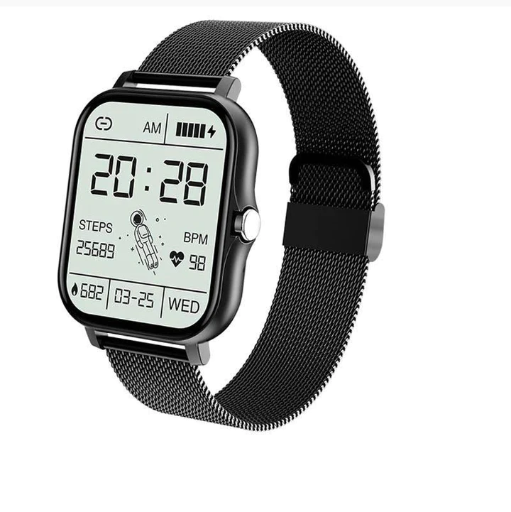 Damski smartwatch w kolorze różowym z dużym wyświetlaczem, idealny do monitorowania zdrowia i aktywności