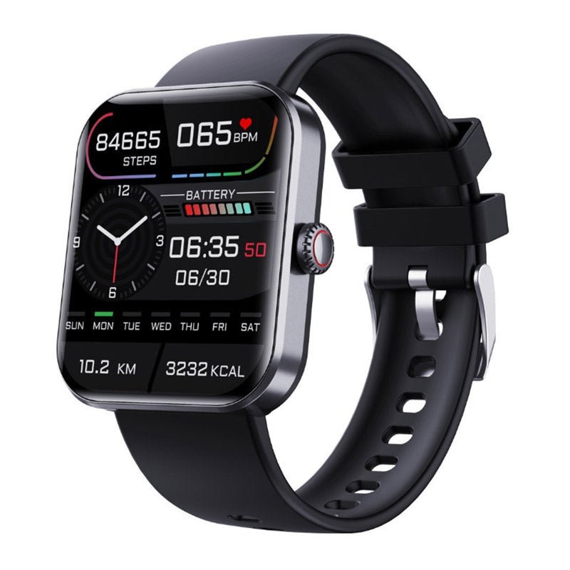Elegancki smartwatch do monitorowania glikemii, kolorowy ekran dotykowy, bez igieł, dostępny w kolorze czarnym i różowym.