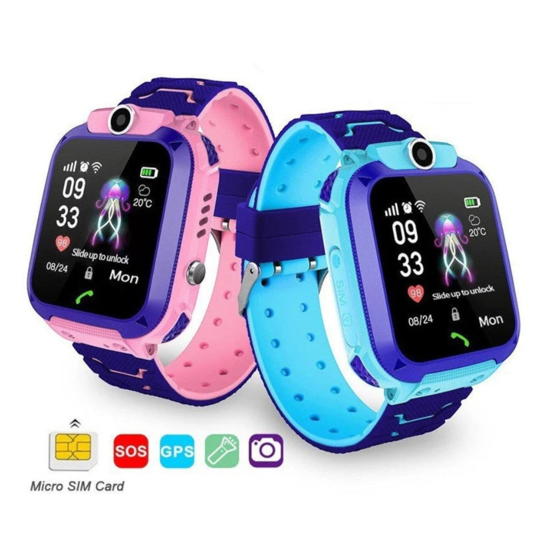 Smartwatch dla dzieci GPS, kolorowy z aparatem, dwukierunkowymi połączeniami i wbudowanym przyciskiem SOS dla bezpieczeństwa i zabawy.