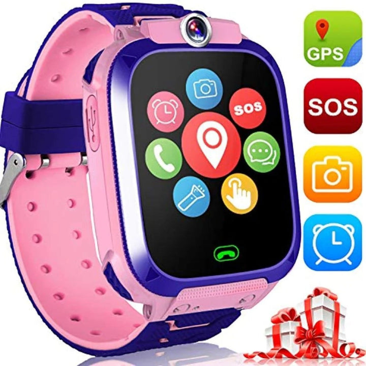 Smartwatch dla dzieci GPS, kolorowy z aparatem, dwukierunkowymi połączeniami i wbudowanym przyciskiem SOS dla bezpieczeństwa i zabawy.