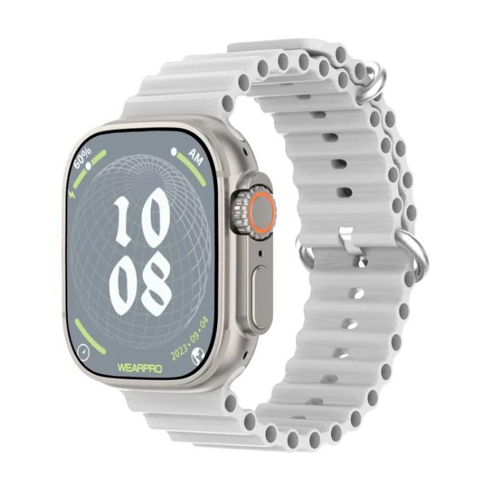 Smartwatch premium o eleganckim i nowoczesnym designie, z cyfrowym wyświetlaczem i regulowanym paskiem, idealny dla aktywnego stylu życia.