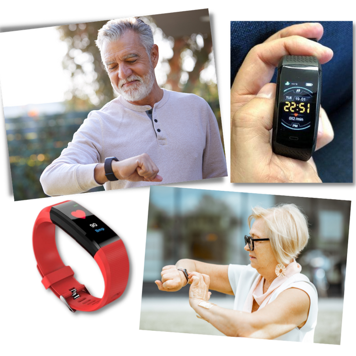 Smartwatch dla seniorów, wyraźny wyświetlacz LED, ergonomiczny, zaawansowane monitorowanie zdrowia, czerwony, akcesorium męskie