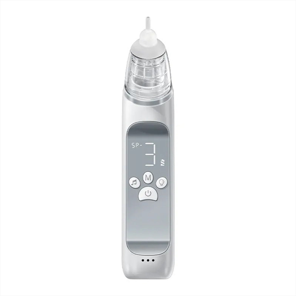 Elektryczny aspirator do nosa z silikonowymi końcówkami i ekranem LCD, ergonomiczny design, dla dzieci z zatkanym nosem.