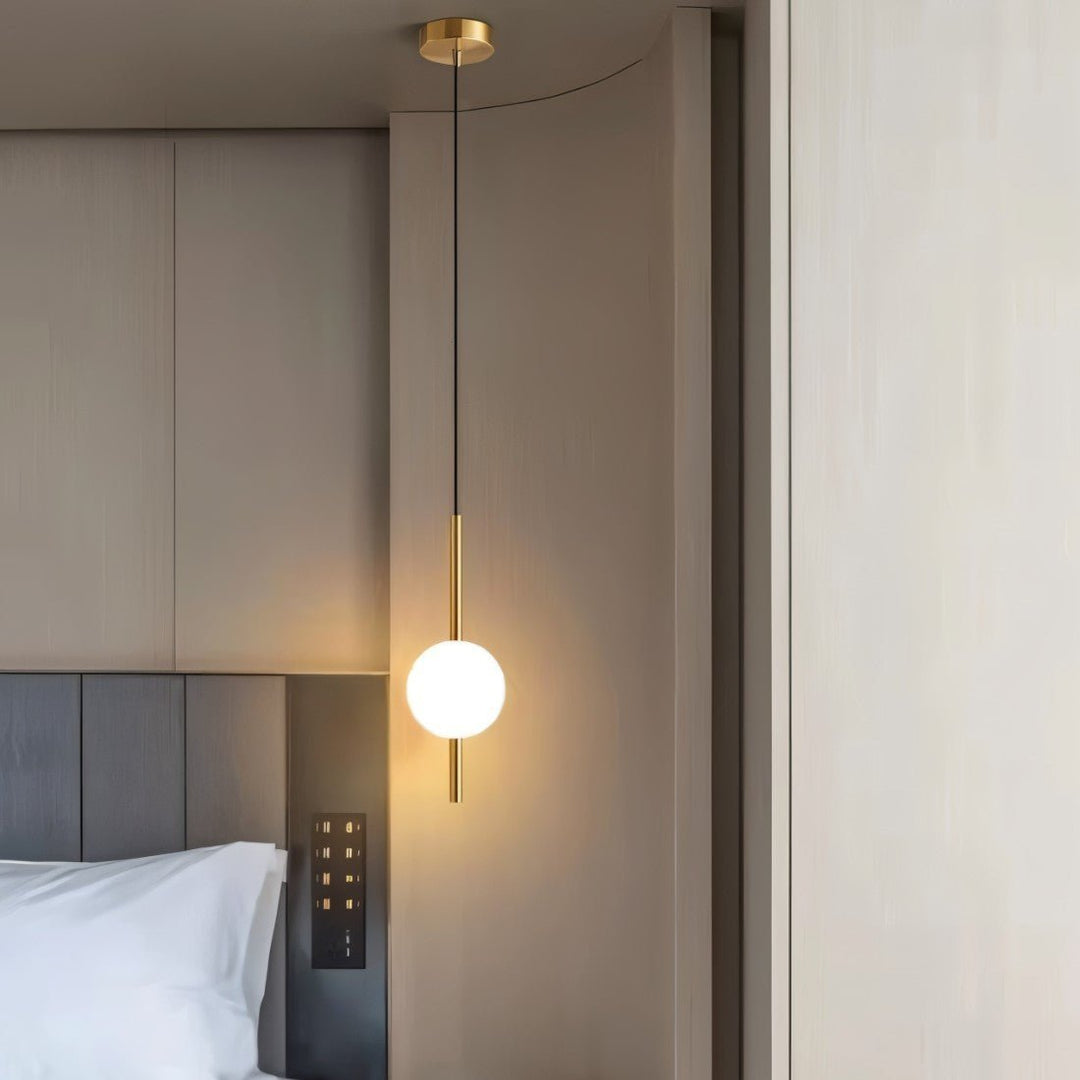 Lampa wisząca LED z metalu i szkła, nowoczesny skandynawski design, oświetlenie sufitowe.
