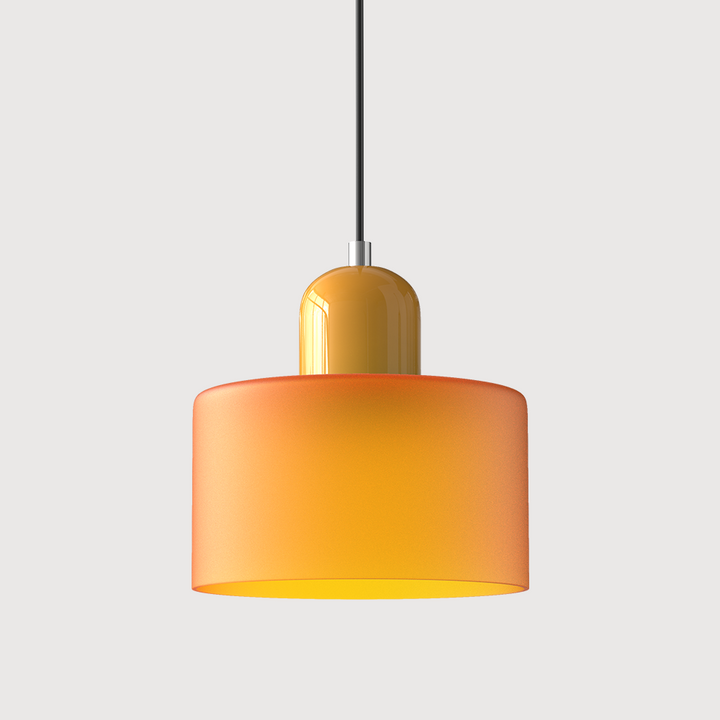 Designerska lampa wisząca szklana, salon, Bauhaus.