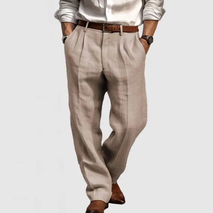 Proste spodnie męskie z podwyższonym stanem, idealne do eleganckich i casualowych stylizacji