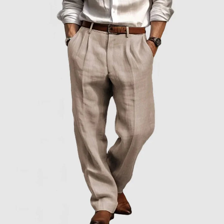 Proste spodnie męskie z podwyższonym stanem, idealne do eleganckich i casualowych stylizacji