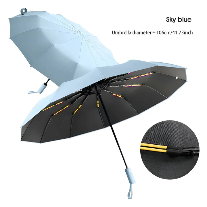 Ekologiczny, trwały parasol w kolorze beżowym, z ochroną UV, wykonany z materiałów pochodzących z recyklingu, o nowoczesnym designie, idealny na różne warunki pogodowe
