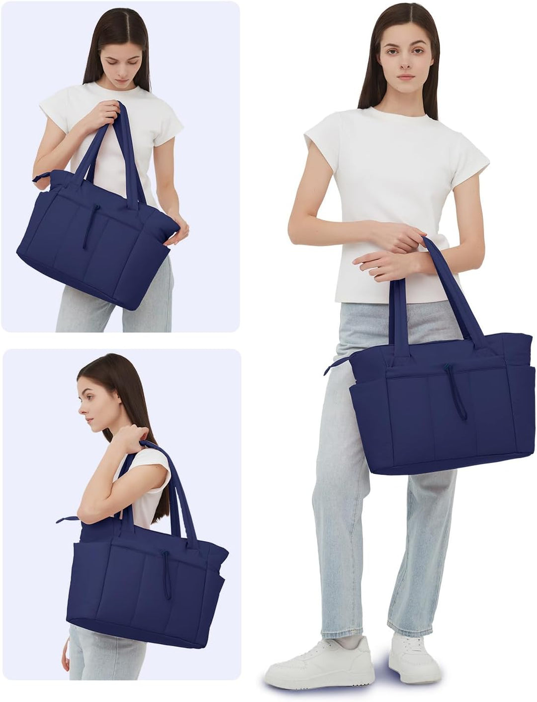 Torba tote pikowana damska, z miękkim pikowaniem, na laptopa i kubek. Komfort noszenia.
