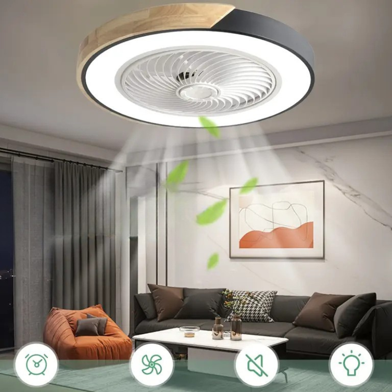 Nowoczesny wentylator sufitowy LED, dostępny w kolorze czarnym i białym, sterowany pilotem
