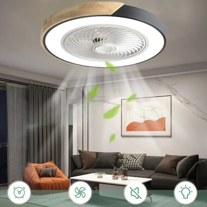Nowoczesny wentylator sufitowy LED, dostępny w kolorze czarnym i białym, sterowany pilotem