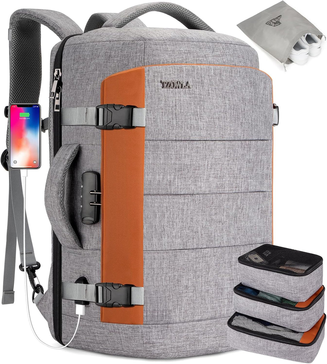 Plecak podróżny 40L AeroPack unisex z USB i zamkiem antykradzieżowym. Idealny bagaż podręczny na laptopa.