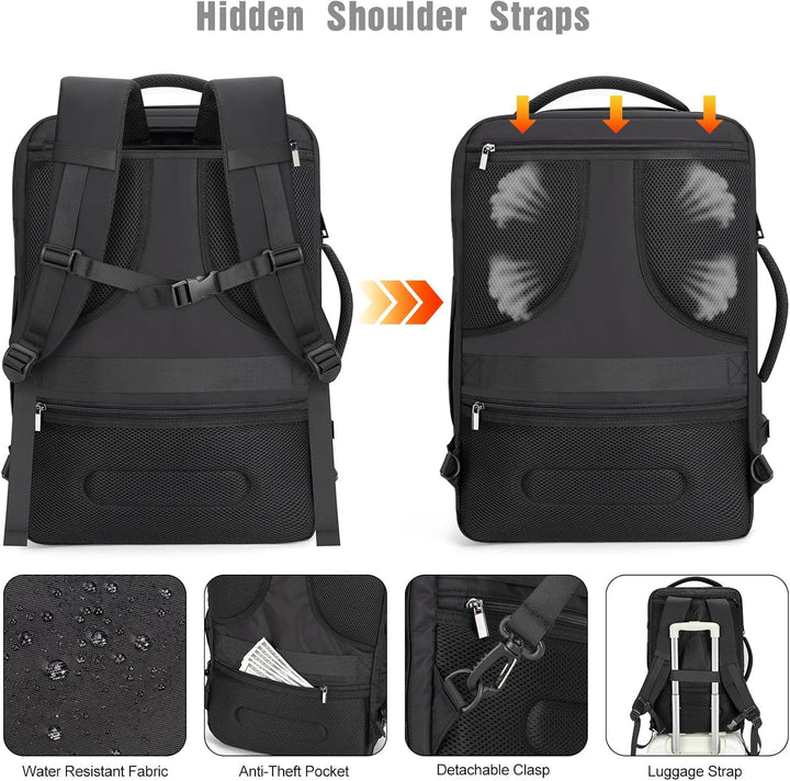 Bagaż podręczny 40L AeroPack. Wodoodporny plecak na laptopa z USB i zabezpieczeniem antykradzieżowym.