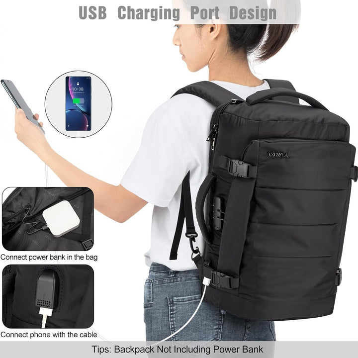 Antykradzieżowy plecak na laptopa 40L z portem USB. Funkcjonalny wodoodporny plecak podróżny unisex.