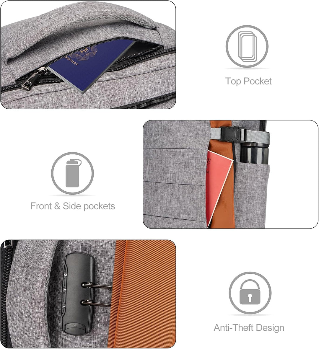 Wytrzymały, wodoodporny plecak 40L AeroPack. Plecak unisex z portem USB i zamkiem antykradzieżowym.