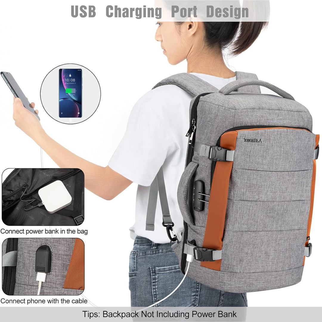 Plecak podróżny 40L z ergonomicznymi szelkami, USB i zamkiem. Komfortowy bagaż podręczny na długie trasy.