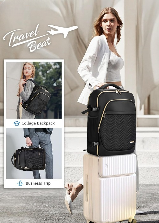 Plecak podróżny unisex 40L na ramionach podróżnika. Wygodny bagaż podręczny do miasta i na lotnisko.