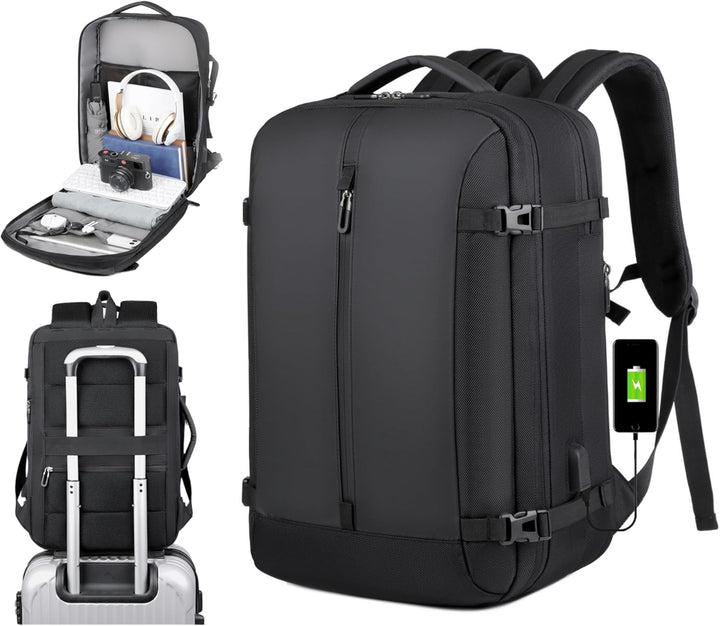 Plecak podróżny AirVoyage 40L, rozszerzalny, wodoodporny, z portem USB i przegrodą na laptop 17 cali.
