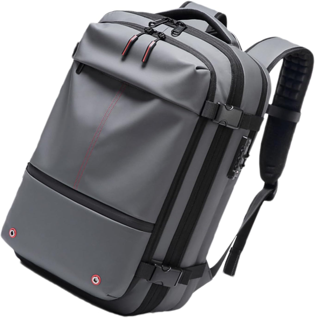 Wytrzymały plecak podróżny 60L, wodoodporny materiał, z kompresją i ochroną laptopa, unisex.