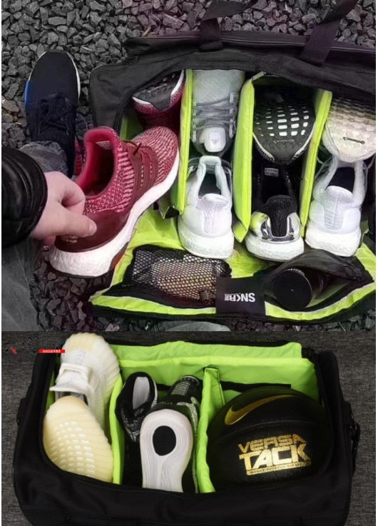 Uniwersalny plecak z przegrodami na buty i sprzęt. Idealna torba podróżna dla sportowców.