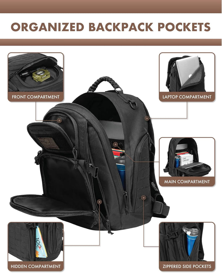 Plecak miejski 35L unisex, taktyczny z systemem Molle. Idealny na co dzień i podróże.