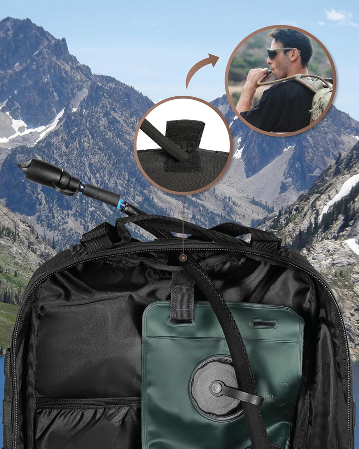 Ergonomiczne szelki plecaka turystycznego 35L Molle, zapewniające komfort noszenia.