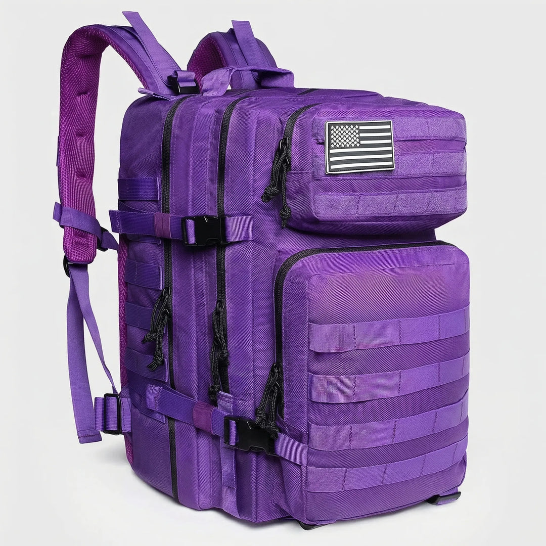 Oliwkowy plecak turystyczny 45L MOLLE, maskujący i pojemny na camping i trekking.