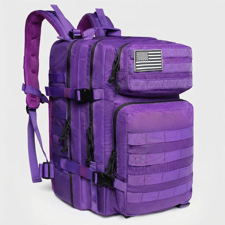 Oliwkowy plecak turystyczny 45L MOLLE, maskujący i pojemny na camping i trekking.