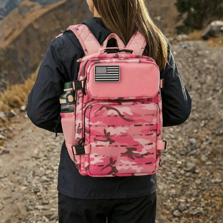 Plecak taktyczny MOLLE unisex z laserowo wycinanymi taśmami, idealny do outdooru i survivalu.