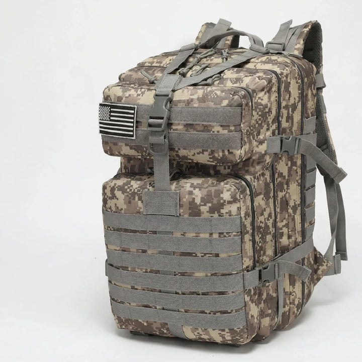Plecak taktyczny unisex z systemem MOLLE, do wędrówek, survivalu, kempingu i podróży outdoorowych.