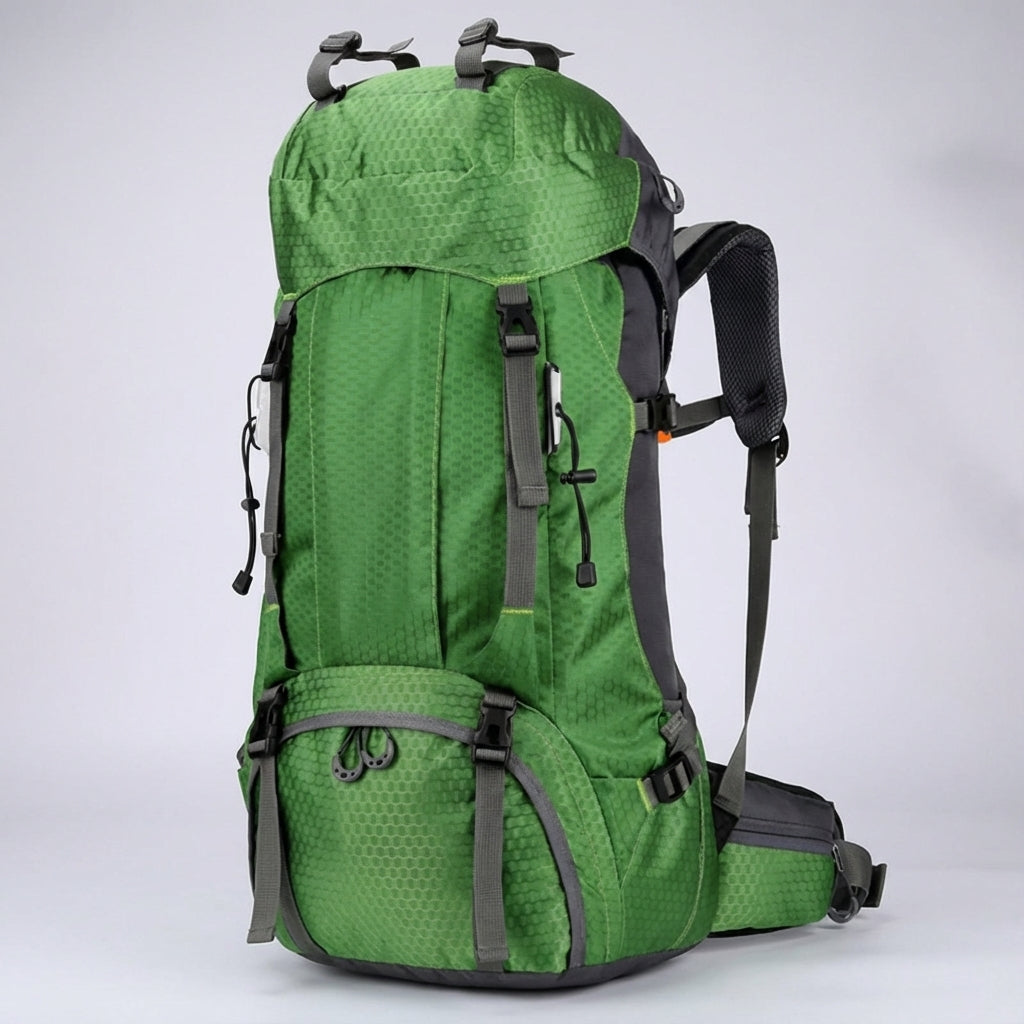 Plecak trekkingowy 60L Pathward na tle malowniczych gór, gotowy na każdą przygodę i wyprawę outdoor.