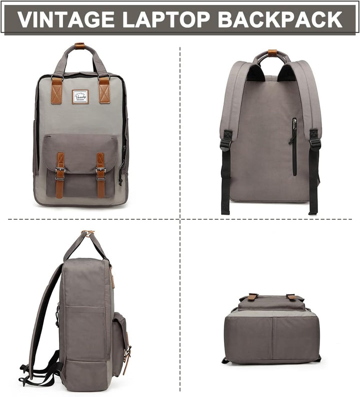 Stylowy plecak vintage unisex z organizerem, wodoodporny. Torba miejska na laptopa 15.6 cala.