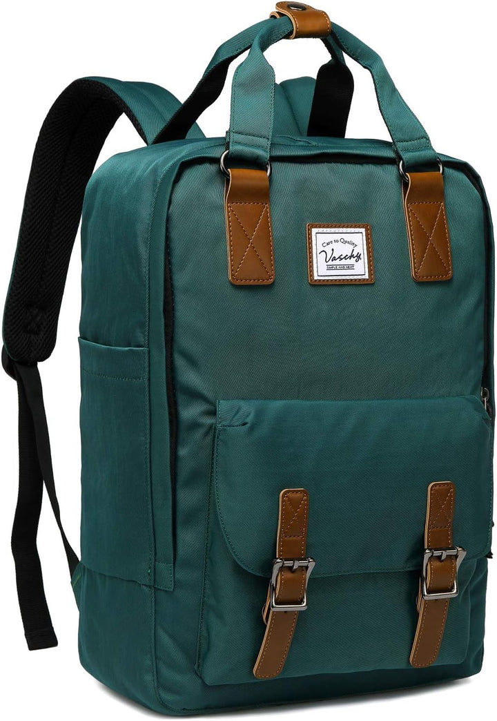 Wnętrze plecaka vintage z organizerem na laptopa 15.6 cala. Wodoodporny, unisex, pojemny.