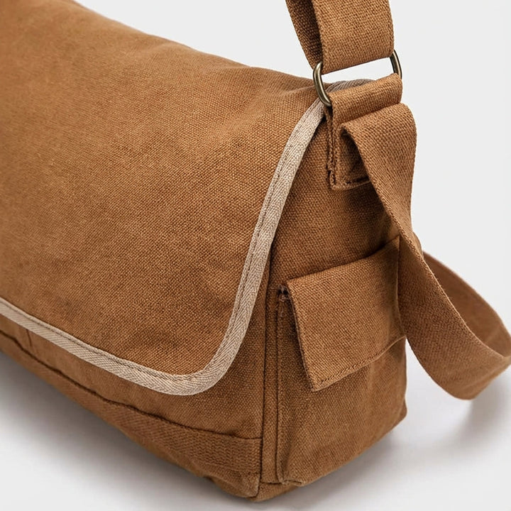 Stylowa torba płócienna na ramię vintage unisex, z regulowanym paskiem, na laptopa i dokumenty.