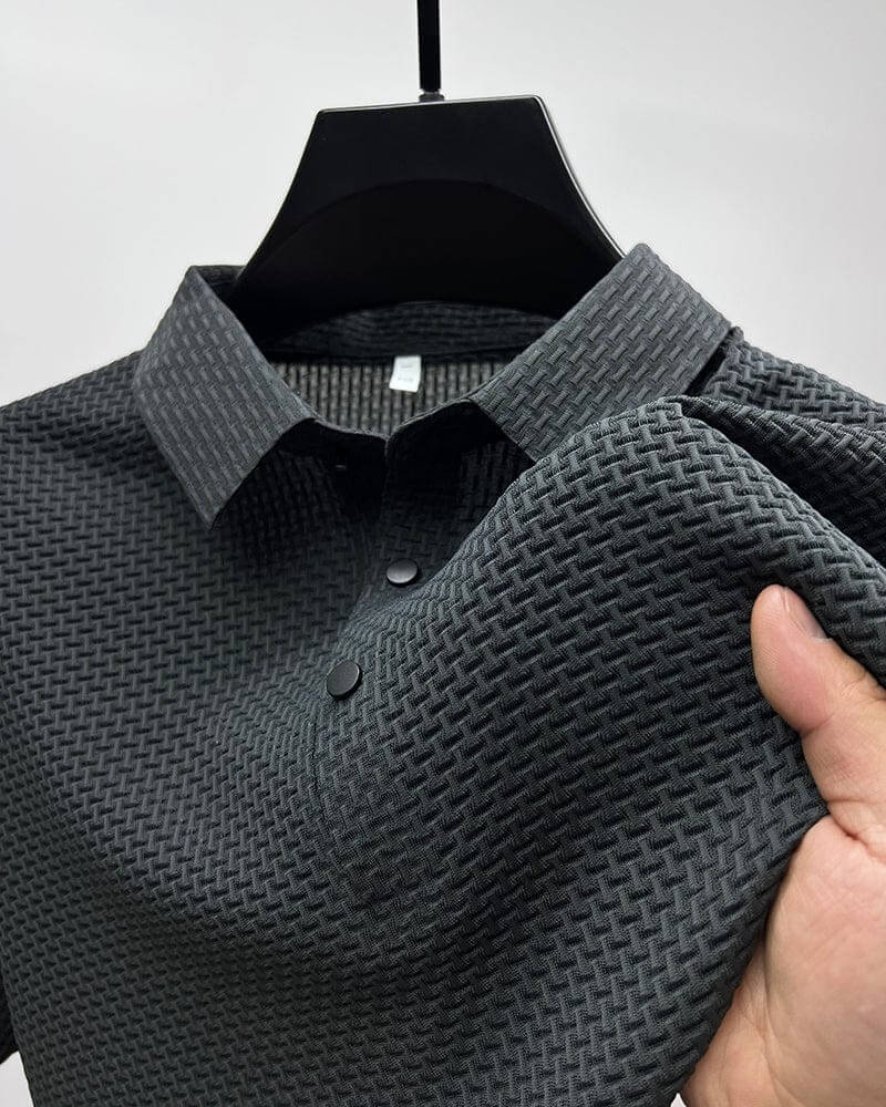 Luksusowe letnie polo męskie, oddychający materiał z siatki jedwabnej, elegancki krój, różnorodne kolory, rozmiary od S do 3XL.