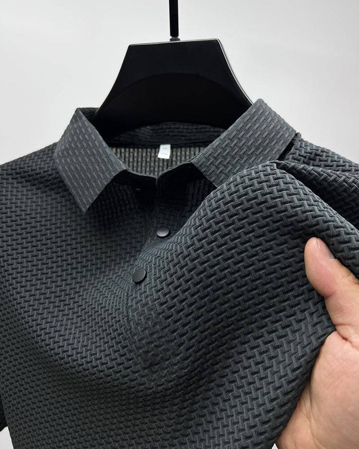 Luksusowe letnie polo męskie, oddychający materiał z siatki jedwabnej, elegancki krój, różnorodne kolory, rozmiary od S do 3XL.