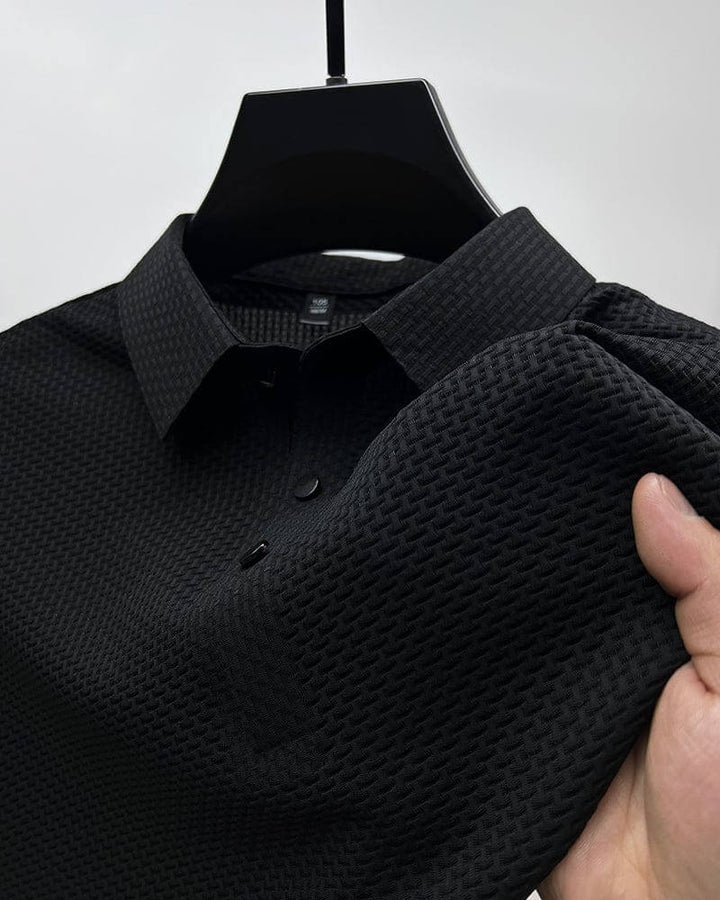 Luksusowe letnie polo męskie, oddychający materiał z siatki jedwabnej, elegancki krój, różnorodne kolory, rozmiary od S do 3XL.