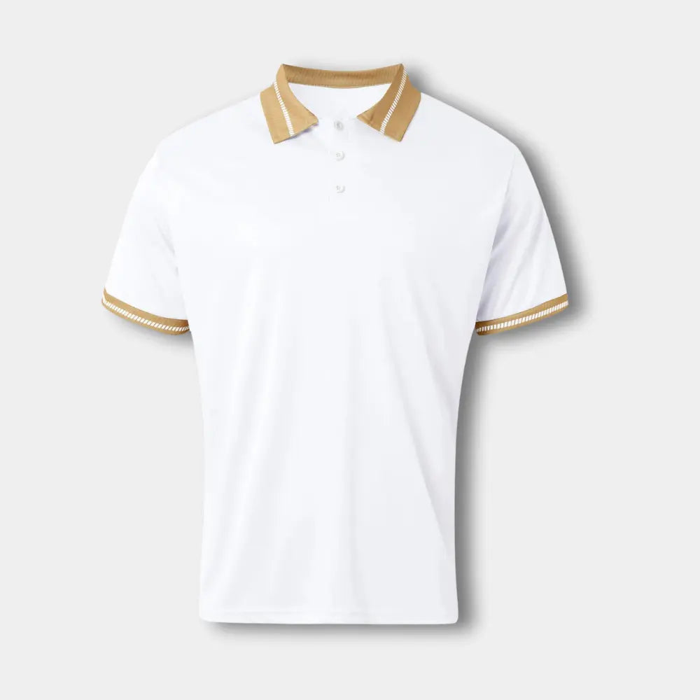 Męskie polo z krótkim rękawem i kontrastowym kołnierzykiem, elegancki design, idealne na casualowy letni styl.