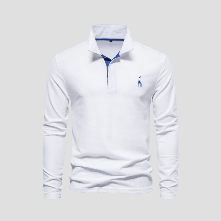 Męskie polo z długim rękawem, sportowo-elegancki styl, idealne na co dzień.