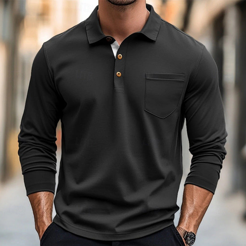 Męskie polo slim fit z długim rękawem w kolorze oliwkowym.