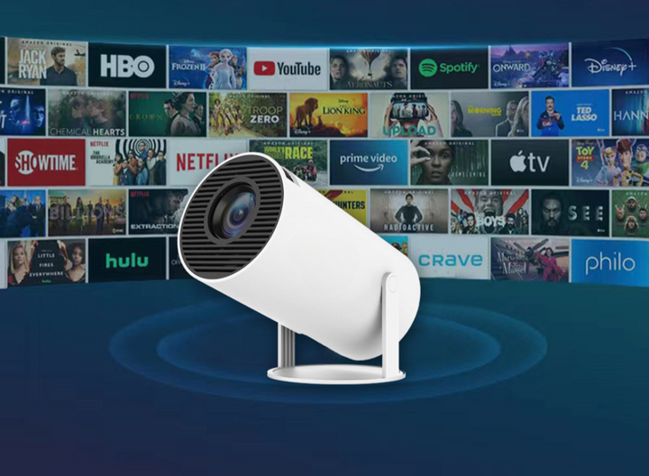 Elegancki przenośny projektor 4K HD ViewMax z szerokim obiektywem, doskonały do kina domowego, wnętrz i na zewnątrz