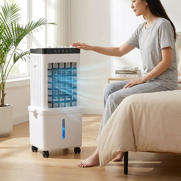 Nowoczesny, energooszczędny klimatyzator przenośny, łatwy w obsłudze, do mieszkań i biur.