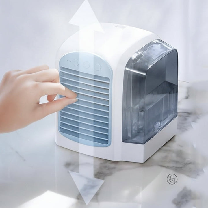 Energooszczędny wentylator ewaporacyjny, przenośny klimatyzator mini. Skuteczne chłodzenie do domu, biura, na upały.