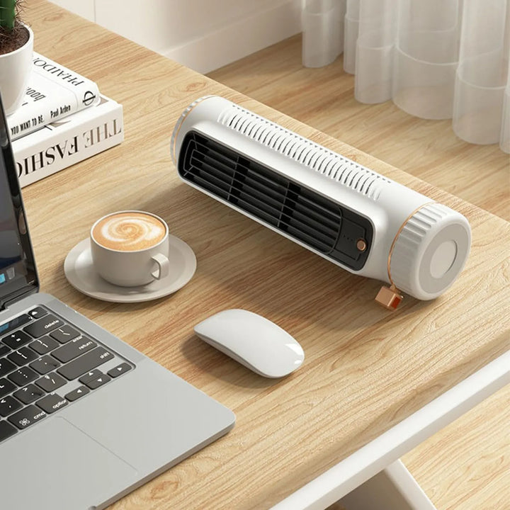 Kompaktowy wentylator wieżowy USB, bezłopatkowy, idealny do biurka. Efektywne chłodzenie 360° w upalne lato.