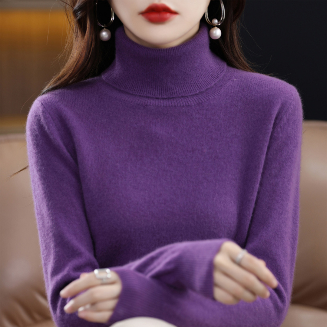 Damski sweter z golfem, elegancki i miękki, luksusowy dodatek do każdej stylizacji.