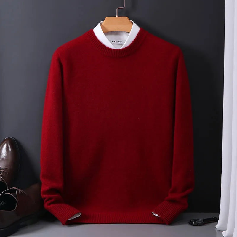 Męski sweter kaszmirowy w kolorze szarym, miękki i elegancki, idealny na zimę. Wysoki komfort i ponadczasowy design.